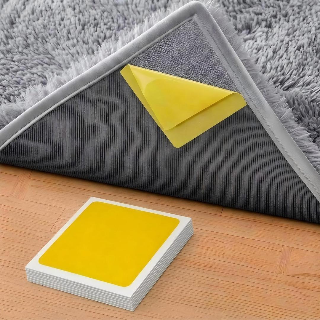 Double Sided Carpet Tape for Area Rugs, 150Pcs 4x4 in Rug Tape Grippers for Hardwood, Carpet Tile Tape Heavy Duty Anti Slip Rug Grip Tape, Residue Free