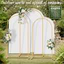 Arch Backdrop Stand and Cover Set (7.2ft,6.6ft,6ft) Metal Arch Frame Stand Gold, Wedding Birthday Party Baby Shower Graduation (White, 7.2Ft+6.6Ft+6Ft)
