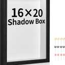 16x20 Shadow Box Picture Frame Display Case with Soft Linen Back-Thickened Panel,Large Black Deep Shadow Box Frame 16x20 for Jersey Graduation Items Flower Photo Craft Memorial