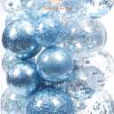 Sea Team Christmas Baubles Set Clear Plastic Shatterproof Multi-Size Decorative Christmas Baubles with Stuffed Delicate Decorations (25 Pieces, Babyblue)