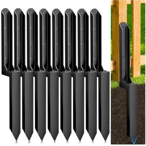 8 Pack Fence Post Repair Kit, Heavy Duty Steel Ground Spike Anchor for Fixing Leaning or Broken 4x4 & 6x6 Wood Posts, No Dig Drive-in Support for Yard, Garden & Fence