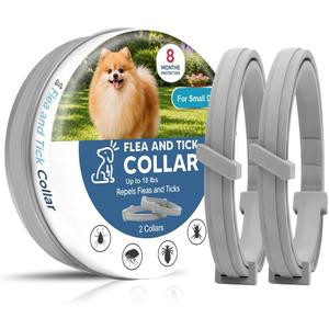 Flea and Tick Collar for Small Dogs, Flea Collar for Dogs, Tick Collar for Small Dogs, Dog Tick Collar, Dog Flea Collars, Soft & Adjustable, 8 Months Protection, Easy to Use-2P