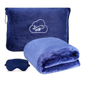 Travel Blanket, Ultra-Soft, Warm & Lightweight Travel Blanket Airplane with Bag, 65x40 in, Airplane Travel Essentials for Women, Men & Kids, Included Eye Mask, Luggage Sleeve & Backpack Clip