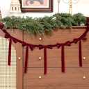 Giegxin 2 Pcs 13.2ft Christmas Velvet Bow Garland Ribbon Bow Garland Banner Bows Velvet Christmas Ornaments Reusable Vintage Bows Decoration for Xmas Tree Fireplace Staircase (Burgundy)