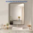WEER 28x36 Inch Bronze Bathroom Mirror for Vanity, Brushed Bronze Metal Frame Mirror for Wall, Rounded Rectangle Bronze Frame Mirror with Tempered Glass, Anti-Rust (Horizontal/Vertical)