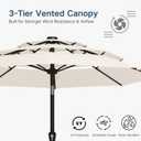 10FT Patio Umbrella 3 Tiers Outdoor Market Umbrella w/Push Button Tilt, Crank, UV and Waterproof Table Umbrella for Garden, Pool, Backyard, Deck, Lawn, Creamy White, Standard