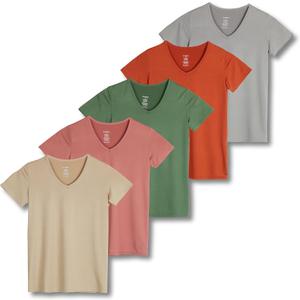 Real Essentials 5 Pack: Women's Dry Fit Short Sleeve V Neck Workout Top - Fitness Gym Athletic Yoga T-Shirt (X-Large) Real Essentials 5 Pack: Women's Dry Fit Short Sleeve V Neck Workout Top - Fitness Gym Athletic Yoga T-Shirt (X-Large)