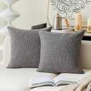 Kevin Textile Pillow Covers Decorative Throw Pillow Covers Linen Square Cushion Case 26" x 26"/66cm x 66cm Dark Grey Farmhouse Pillowcase, 2 Pack