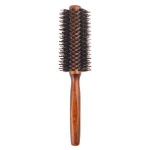 Boar Bristle Round BrushNatural Bristle Hair Brush Wooden Handle Styling Brush Prevents Tangles and Anti-Static for Hair Blowing, Styling, Curling, Detangling and Straightening(size:22.3x4.7cm)