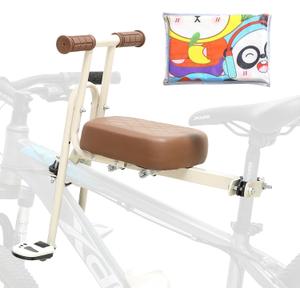 Kids Bike Seat Front Mounted and Handlebar Child Bike Seat with Half Guardrail Detachable Toddler Bicycle Seats with Foot Pedals for Children 1~5 Years Compatible with All Adult MTB