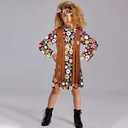 Haysandy Kids Hippie Costume Set 60s 70s Hippie Dress Peace Sign Party Accessories for Carnival Halloween Cosplay Party (Small, Cute Style)