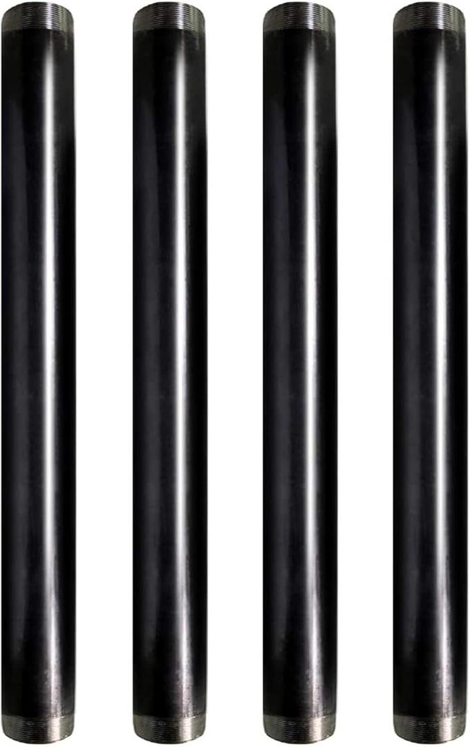 SupplyGiant 1/2 x 16 Inch Steel Black Pipe (24-Pack), Heavy Duty Industrial Malleable Steel Pipes, 1/2'' x 16'' Pre Cut Threaded Pipe Nipple Great For All DIY Furniture Projects And Black Pipe Shelving