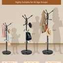 Metal Coat Rack with Natural Marble Base, Coat Rack Stand with 12 Hooks & Umbrella Holder, Black Modern Freestanging Coat Racks, Coat Jacket Hanger Tree Stand for Corner Entryway Office
