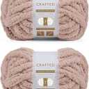 Crafted By Catherine Chunky Chenille Yarn - 2 Pack (8 oz / 227 g, 31.7 Yards Each Skein), Beige, Gauge 7 Jumbo