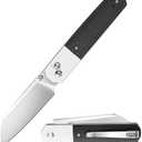 Folding Pocket Knife, Stainless Steel Blade, Black G10 Handle, Modern Design (black)