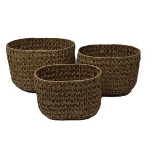 Basket Cross Weave Round Basket in Set Of 3
