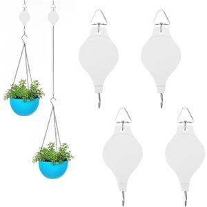4PCS Plant Pulley Retractable Pulley Plant Hanger Hanging Flower Basket Hook Hanger for Garden Baskets Pots and Birds Feeder in Different Height Lower and Raise