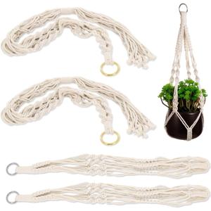 4 PCS Macrame Plant Hanger, Hanging Pots for Plants Indoor, Stylish Retro Design, Accommodates Pots of Various Shapes and Sizes, Suitable for Outdoor Home Decoration (41.33in,21.65in)