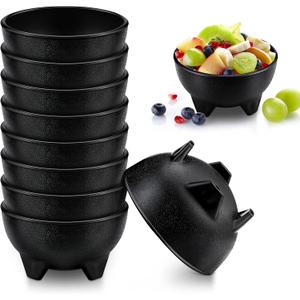 Zubebe 24 Pcs Salsa Bowls for Party 13.5 oz Plastic Mexican Bowls 4.9" Diameter Guacamole Chip and Salsa Serving Dish Molcajete Bowl for Party Fiesta Chipotle Sauce Food Candy(Black)