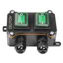 Waterproof On Off Toggle Switch Double Switch/Outlet with Green Light Rocker Button Inline Cord Switch DPST AC 20A-125V,16A-250V