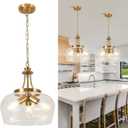 14.2" Modern Pendant Lights Kitchen Island, 3-Light Gold Pendant Light Fixtures with Clear Glass Shade, Industrial Hanging Pendant Lights Fixture for Kitchen Island, Dining Room, Bedroom, Entryway