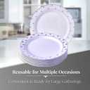 White with Silver Dots Plastic Disposable Plate Combo Set - 10.25" & 7.5" (20 Each Set) - Perfect for Weddings, Parties & Special Events, 20 Servings