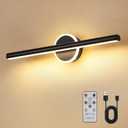 Wireless Picture Light, 16 inches Art Wall Light, Picture Light Battery Operated,Battery Operated Wall Lights,Gallery Light for Painting,Photo,Library (Matt Black)