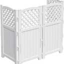 Devoko Outdoor Privacy Fence, 4 Fence Panels Privacy Screen Panels for Outside and Yard, Resin Air Conditioner Lattice Fence for Trash Can (White)