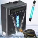 Turtle Tank Filter Aquarium Filter w/ Detachable U-V Light for 40-80Gal. Waterfall Flow Adjustable Low Water Level Internal Green Clean Machine Killing Deodorization Saltwater Freshwater Crystal Clear (IX-120-UV5)