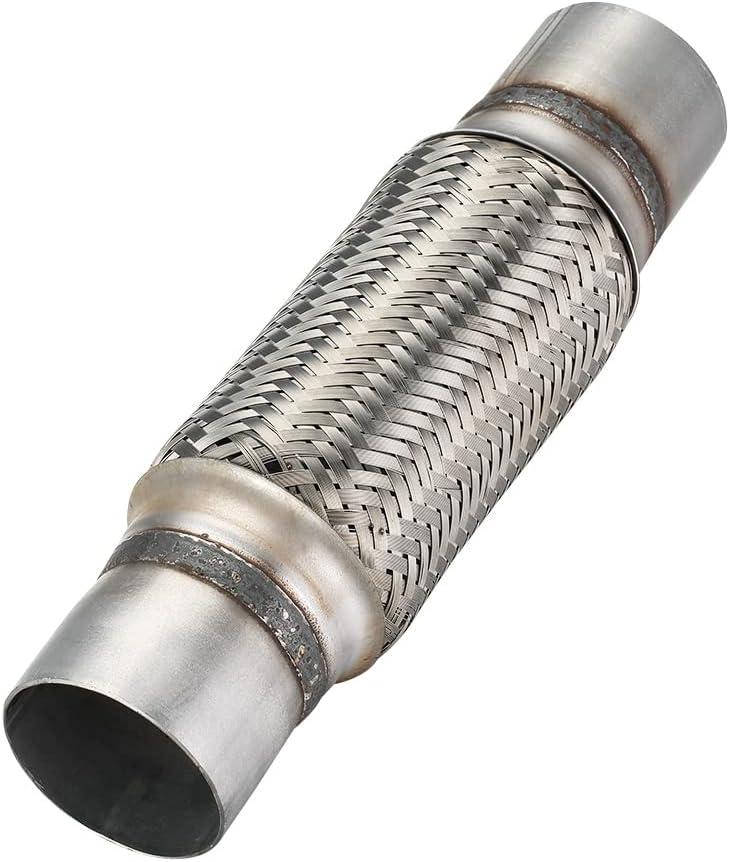 Exhaust Flex Pipe, 2.5''x 8''Stainless Steel Heavy Duty Exhaust Flex Pipe, Double Braid Exhaust Flex Tube, Overall Length 12''