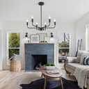 6-Light Black Chandelier, Modern Farmhouse Candle Chandelier, 22" Industrial Metal Hanging Light Fixture for Dining Room Kitchen Island Bedroom Living Room Entryway