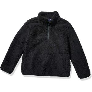 Amazon Essentials Girls and Toddlers' Sherpa Fleece Quarter-Zip Jacket (X-Large, Black)