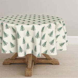 Horaldaily Christmas Tablecloth 9090 Inch Round, Trees Green Boho Washable Table Cover for Party Picnic Dinner Decor