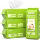 PawSono Hypoallergenic Pet Wipes for Dogs, Cats & Small Animals, 400 Coun | Quick Clean & Deodorize Paws, Butt, Eyes, Face & Fur | Daily Grooming Wipes | Extra Large & Thick | Coconut Scented