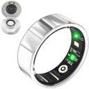 Smart Ring for Men Women with Sleep/Heart Rate/Blood Pressure/Sleep/Blood Oxygen Monitor, Pedometer, No Subscription Fee,IP68 Waterproof Fitness Tracker for iPhone &Android (Silver, 9)