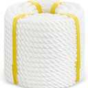 Windyun 100 ft Nylon Rope 1/2 Inch White Pull Rope Cord 3 Strand Twisted for Pull Swing Climb and Knot High Strength Hanging DIY(1/2 inch x 100 ft)