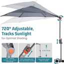 FUNDANGO Camping Chair Umbrella Adjustable with Clamp UPF 50+ (Grey)