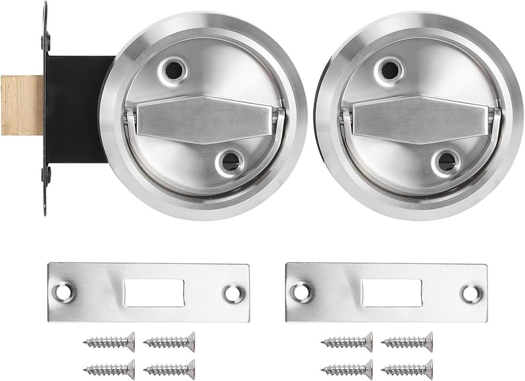 Storefront Door Mortise Lock Double Keyed Deadbolt, Thumb Turn Locks Double sided Stainless Steel Ring Handle (silver)