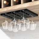 RIIPOO Wine Glass Rack - Space-Saving Under Cabinet & Shelf Stemware Holder, Versatile Hanger for Various Glass Sizes, 2-Pack Black