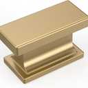 Amerdeco 10 Pack Champagne Bronze Cabinet Knobs 1.46 Inch(37mm) Solid Gold Kitchen Cabinet knobs Rectangle Brushed Brass Drawer Knob for Bathroom Cabinets ZH00013