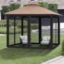 Gazebo Universal Replacement Mosquito Netting, 10' x 12' Outdoor Canopy Net Screen 4-Panel Sidewall Gazebo Curtains, with Zippers, Easy to Install, Fit for Most Gazebos 10x12 Canopy, Patio Black