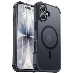 for iPhone 17 Case [Compatible with MagSafe] [2X Screen Protectors] [Military Grade Drop Tested] Heavy Duty Magnetic Phone Case for iPhone 17 6.3",Black