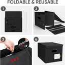 BALEINE File Organizer Box with Lid, Collapsible File Folder Organizer with Plastic Slide, Hanging File Folder Box for Office Document Storage (1 Pack, Black)