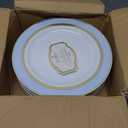 " OCCASIONS " 40 Piece Chargers pack Wedding Party 12'' Disposable Plastic Charger Plates/Chargers (Ritz Blue & Gold)