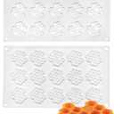 2 Pcs 15 Cavity Honeycomb Bee Silicone Fondant Mold,Bee Candy Silicone Mold,Silicone Honeycomb Molds for Chocolate Candy Cake Cupcake (White)