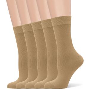Women's Soft Thin Viscose Bamboo Crew Socks, Fit Stretchy Casual, Business, Dress Calf Sock 5 Pairs