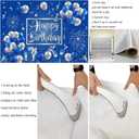 Blue and Silver Birthday Backdrop Indoor Outdoor Decorations Birthday Party Supplies Photography Background for Favor Boys Girls Kids Men Women 5x3ft