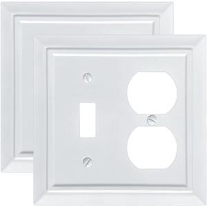 Classic Architecture Wall Plates,Light Switch covers, Electrical Outlet Covers, Duplex receptacle wall plates,Mid Size Bamboo Fiber Material Switch plates Pure White (2 Gang Toggle/Duplex 2PK)