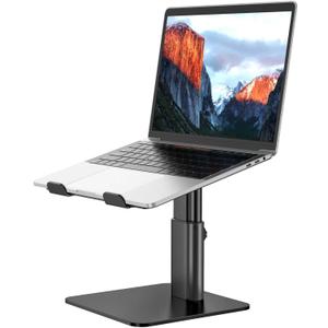 BESIGN LSX6N Laptop Stand, Ergonomic Adjustable Notebook Riser Holder, Computer Stand Compatible with Air, Pro, Dell, HP, Lenovo More 10-15.6" Laptops, Black (Standard for Sit Work(H5.60-8.6in))