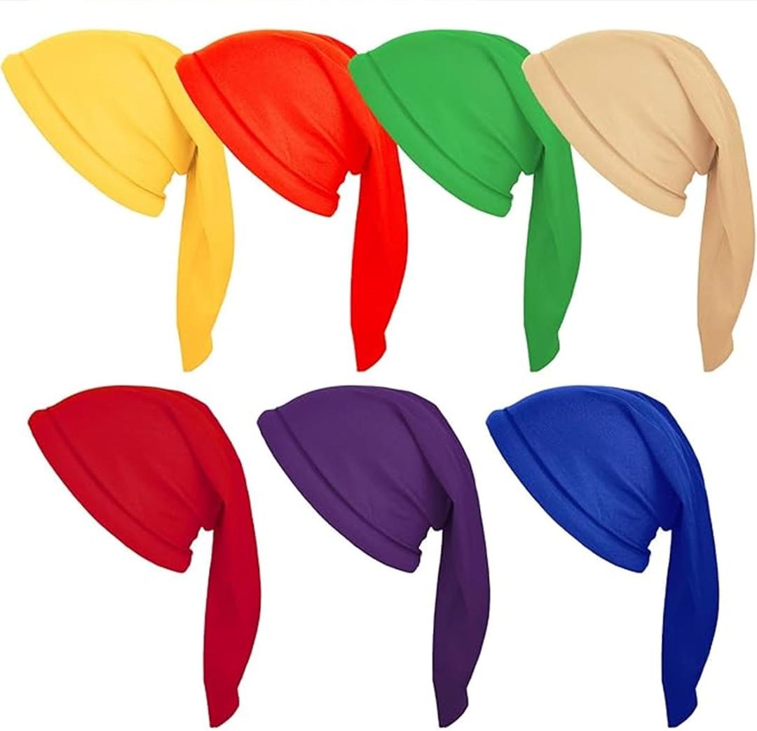 Geyoga 7 Pieces Halloween Dwarf Costume Hats Gnome Party Hats for Christmas Fairy Tale Costumes Age over 6